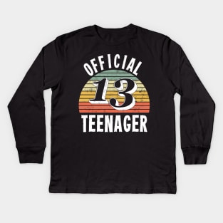 Official Teenager T-Shirt - 13th Birthday Tee for Boys Girls Kids Long Sleeve T-Shirt